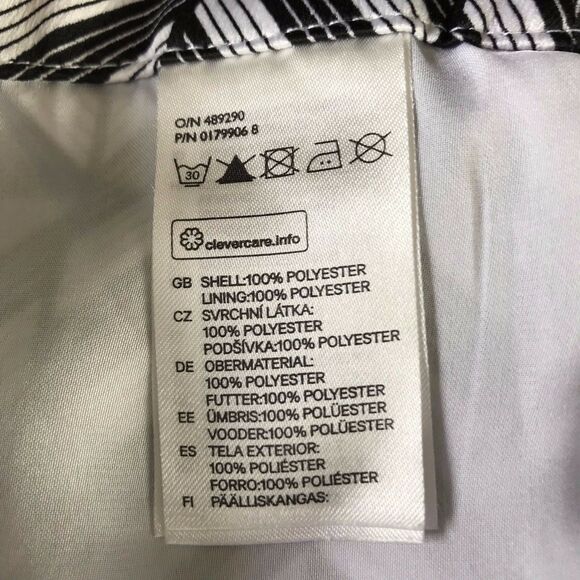 H&M Womens Skirt Black and White Print Size 4 Polyester 16" Length Lined - Picture 7 of 9